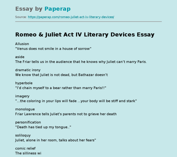 Literary devices of romeo and juliet