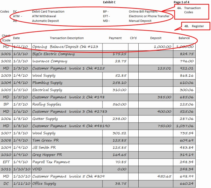 Checkbook register worksheet 1 answer key