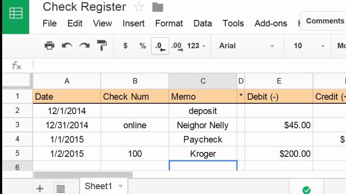 Checkbook register worksheet 1 answer key